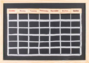 Monthly calendar with week words print